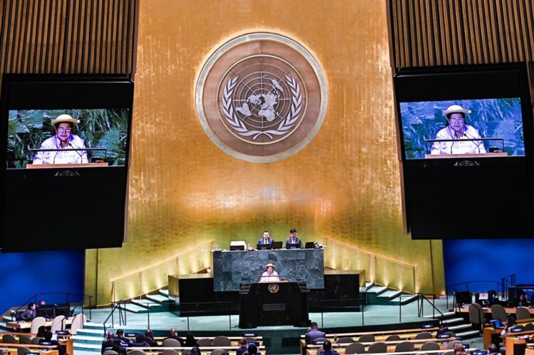 La canciller Celinda Sosa participa de la sesión 79 de la ONU.