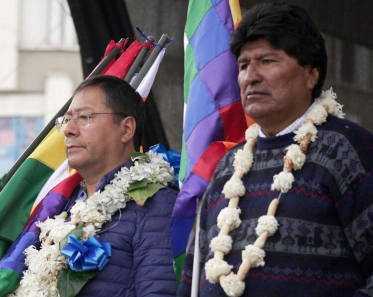 El presidente Luis Arce y el expresidente Evo Morales.