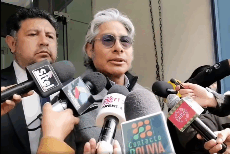 Wilfredo Chávez, parte del equipo jurídico del MAS, es entrevistado por la prensa.