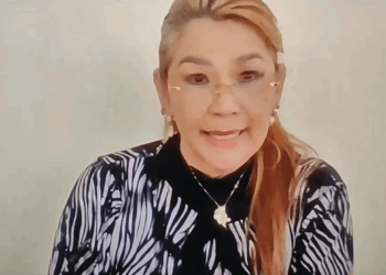La expresidenta Jeanine Áñez, en su audiencia de juicio oral por el caso Senkata.