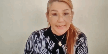La expresidenta Jeanine Áñez, en su audiencia de juicio oral por el caso Senkata.
