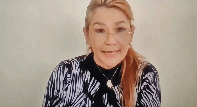 La expresidenta Jeanine Áñez, en su audiencia de juicio oral por el caso Senkata.