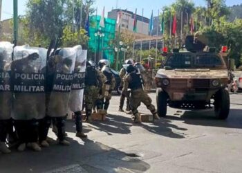 La toma militar de la plaza Murillo, del miércoles 26 de junio. Foto: RRSS