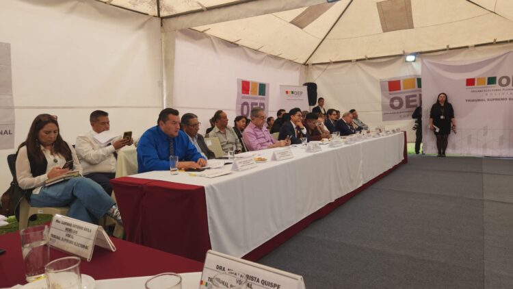 líderes políticos reunidos con el TSE.
