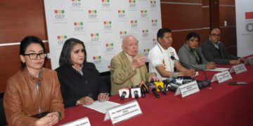 La sala plena del TSE en conferencia de prensa pasada.
