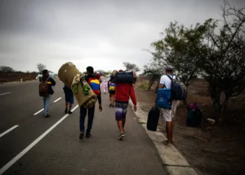 Un grupo de migrantes venezolanos