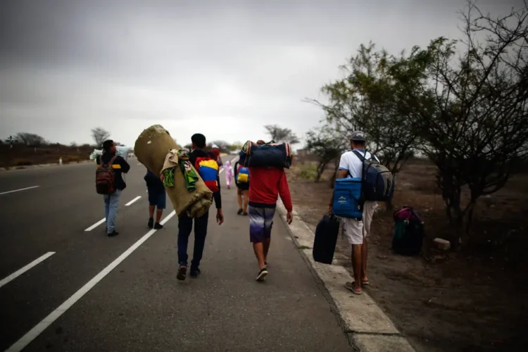 Un grupo de migrantes venezolanos