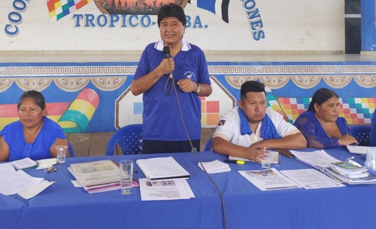 El expresidente Evo Morales en un evento del Trópico de Cochabamba.