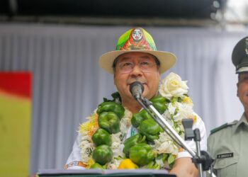 El presidente Luis Arce en un acto en Santa Cruz..
