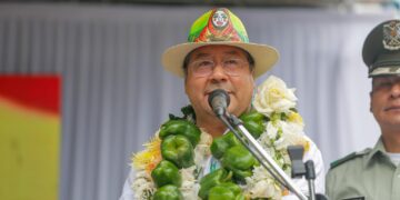 El presidente Luis Arce en un acto en Santa Cruz..