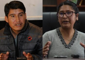El gobernador de Chuquisaca, Damián Condori y la alcaldesa de El Alto, Eva Copa.