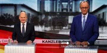 Olaf Scholz y Friedrich Merz en el último debate
