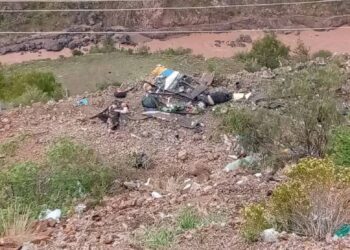 La puerta del bus accidentado