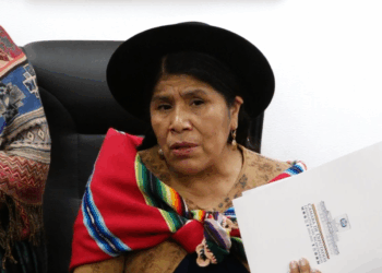 La segunda vicepresidenta de la Cámara de Diputados, Toribia Lero, brinda una conferencia de prensa.