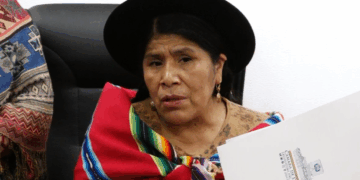 La segunda vicepresidenta de la Cámara de Diputados, Toribia Lero, brinda una conferencia de prensa.