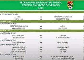 Rol de partidos del torneo extraoficial que los clubes disputarán.
