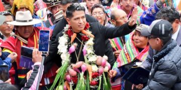 El presidente de la Cámara de Senadores, Andrónico Rodríguez, participa de un evento en Potosí.