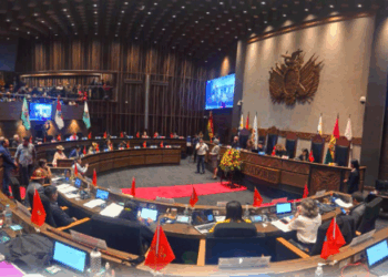 La sesión de este miércoles en la Cámara de Senadores.