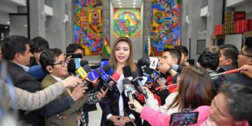 La viceministra Gabriela Alcón habla con la prensa de varios temas.