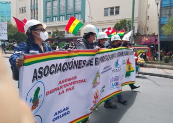 Imagen referencial de una protesta de las empresas instaladoras de gas domiciliario en La Paz.