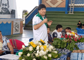 El expresidente Evo Morales participa de un encuentro con su militancia de Tiquipa, en el Trópico de Cochabamba.