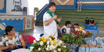 El expresidente Evo Morales participa de un encuentro con su militancia de Tiquipa, en el Trópico de Cochabamba.