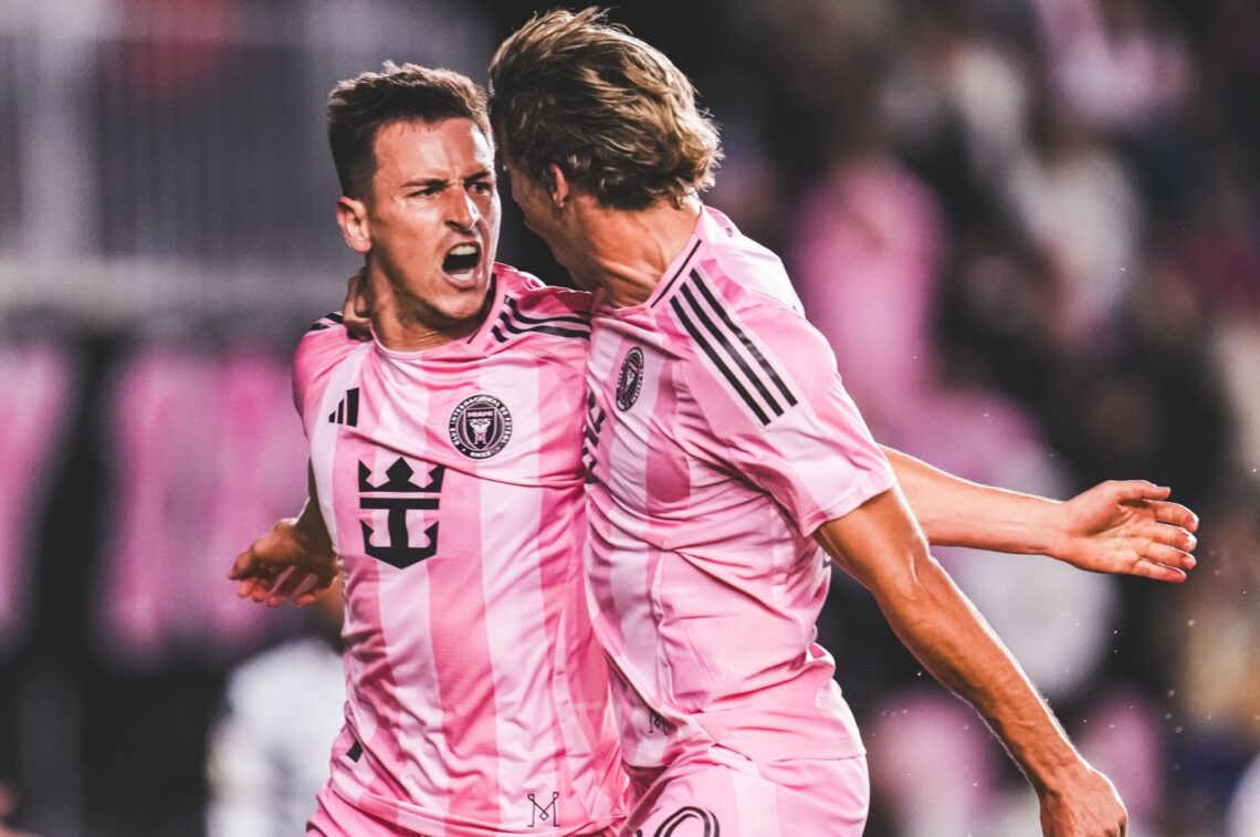 Los jugadores de Inter Miami celebran uno de sus goles.