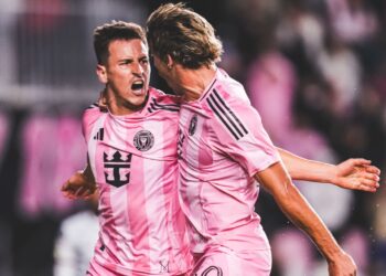 Los jugadores de Inter Miami celebran uno de sus goles.