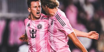 Los jugadores de Inter Miami celebran uno de sus goles.