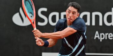 El tenista beniano Murkel Dellien en plena competencia.