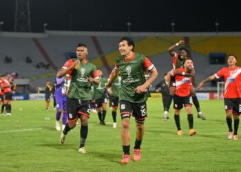 El festejo de los jugadores de Nacional tras su clasificación.