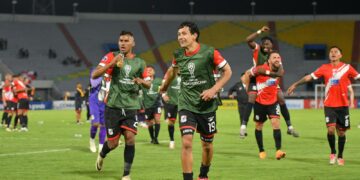 El festejo de los jugadores de Nacional tras su clasificación.