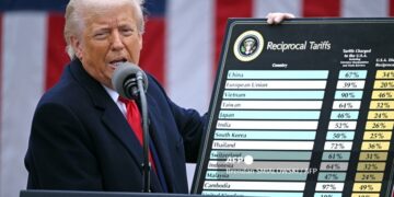 Trump cuando anunció los nuevos gravámenes