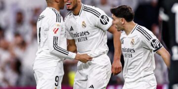 Mbappé, Bellingham y Díaz celebran un tanto 'Mengue'