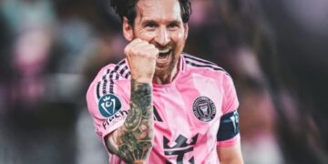 Messi celebra uno de sus goles