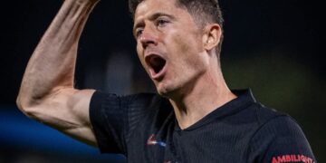 Lewandowski celebra la victoria