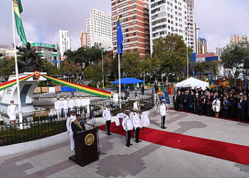 El presidente Luis Arce en su discurso por el Día del Mar.