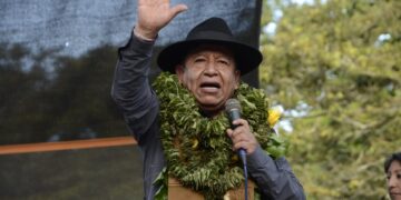 El vicepresidente David Choquehuanca participa de un acto en Coripata.