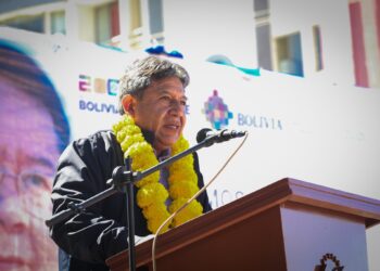 El vicepresidente David Choquehuanca participa de la entrega de obras en Tarija.