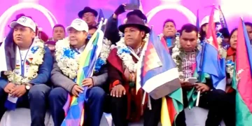 El presidente Luis Arce participa de su proclamación como candidato presidencial por el MAS.