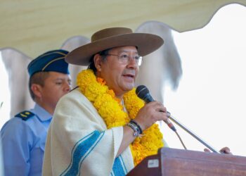 El presidente Luis Arce en un acto en Tarija.