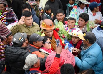 Andrónico Rodríguez, en una concentración en Potosí, este fin de semana.
