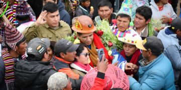 Andrónico Rodríguez, en una concentración en Potosí, este fin de semana.