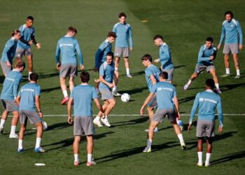 Una escena del entrenamiento de Atlético de Madrid