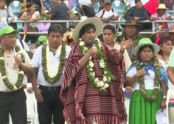 El expresidente Evo Morales participa de su congreso en Villa Tunari.