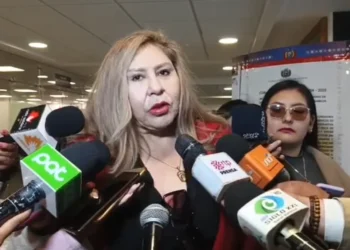 La senadora Patricia Arce es entrevistada por la prensa. Foto: Captura radio Soberanía.