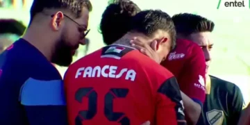 Captura de pantalla en el momento que se descompensó ek arquero de Guabirá, en partido anterior.