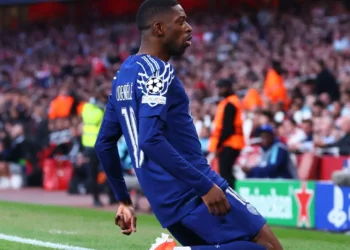 Ousmane Dembélé tras su gol