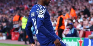 Ousmane Dembélé tras su gol