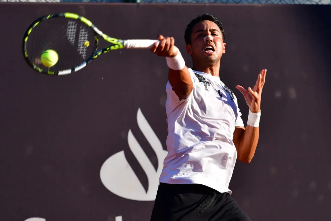 El tenista beniano Hugo Dellien en plena competencia internacional (Hugo Dellien).